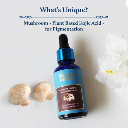 Blue Nectar Plant Based Kojic Acid Serum with Rice Water & Mushroom for Pigmentation & Dark Spots Removal