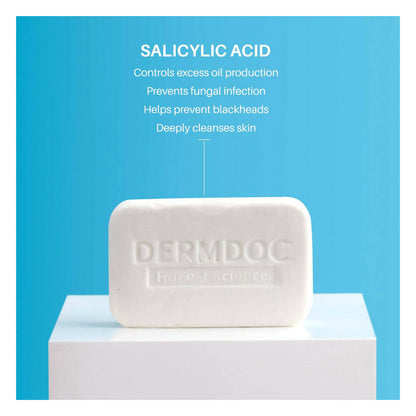 Dermdoc 0.5% Salicylic Acid Cleansing Bar, Deeply Cleanses & Nourishes Skin, All skin Types