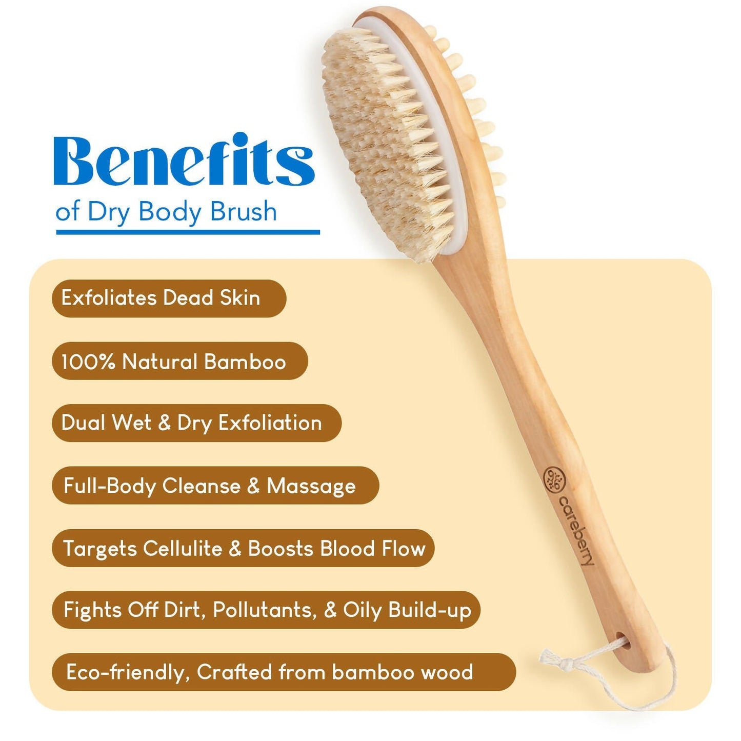 Careberry Dual-Action Bamboo Body Brush