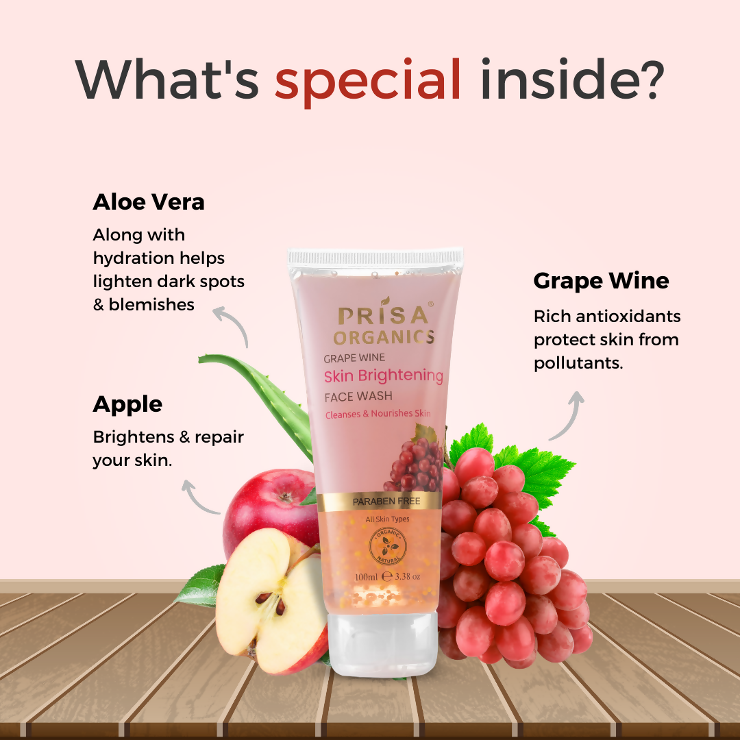 Prisa Organics Grape Wine Skin Brightening Face Wash