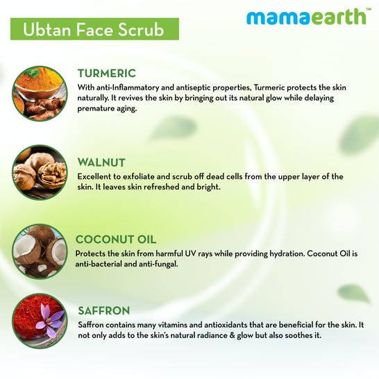 Mamaearth Ubtan Face Scrub with Turmeric & Walnut for Tan Removal