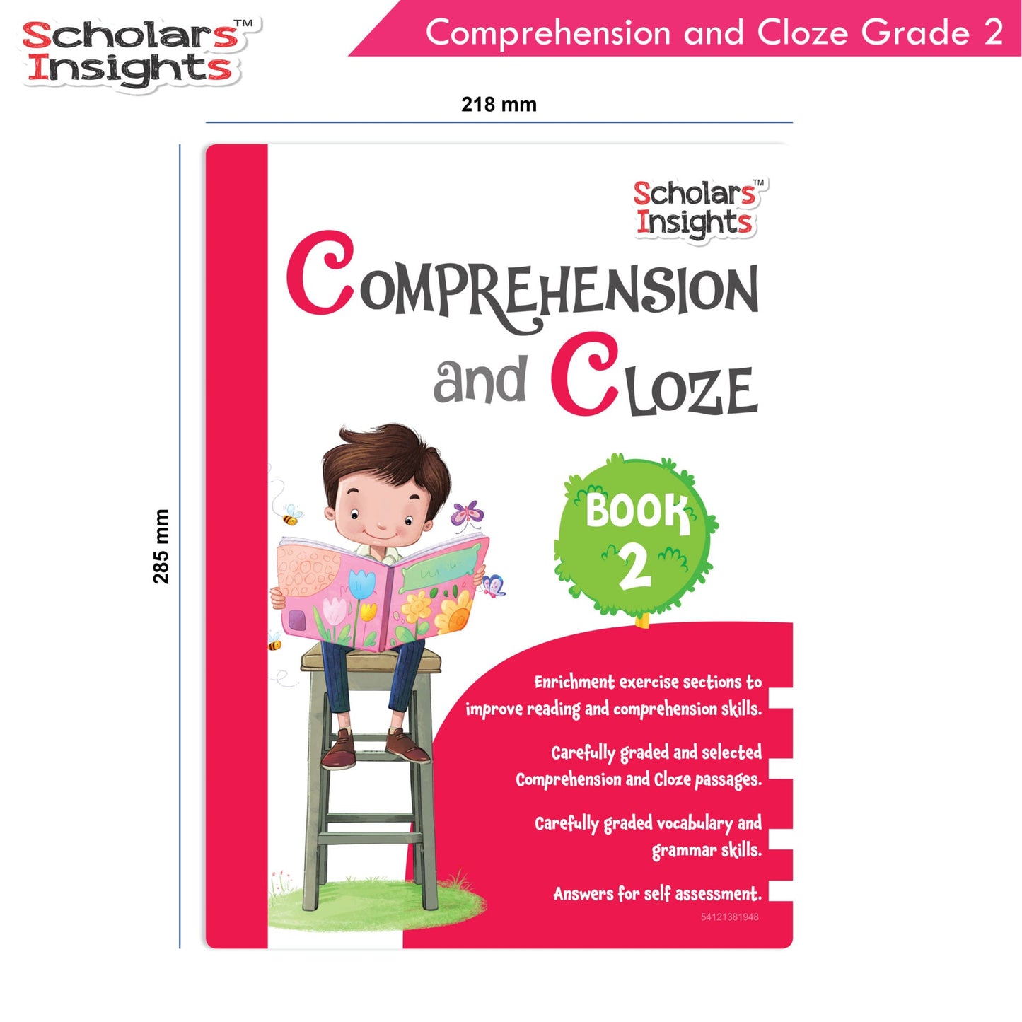 Scholars Insights Comprehension and Cloze Grade 2|English Vocabulary, Grammar Skill Book 2| Ages 7-8 Years