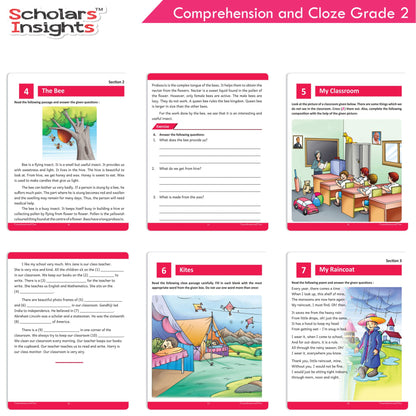 Scholars Insights Comprehension and Cloze Grade 2|English Vocabulary, Grammar Skill Book 2| Ages 7-8 Years