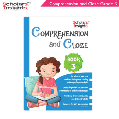 Scholars Insights Comprehension and Cloze Grade 3|English Vocabulary, Grammar Skill Book 3| Ages 8-9 Years