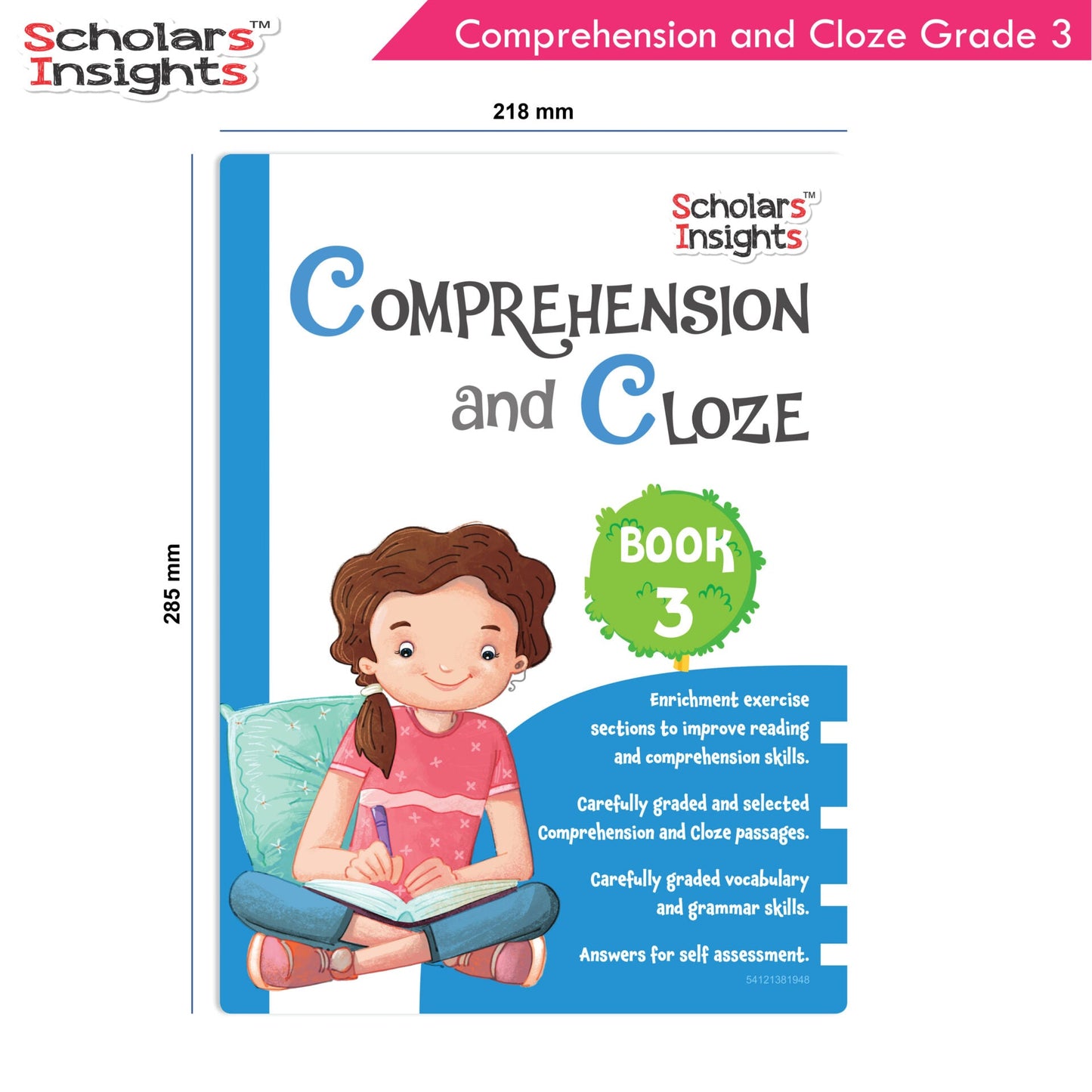 Scholars Insights Comprehension and Cloze Grade 3|English Vocabulary, Grammar Skill Book 3| Ages 8-9 Years