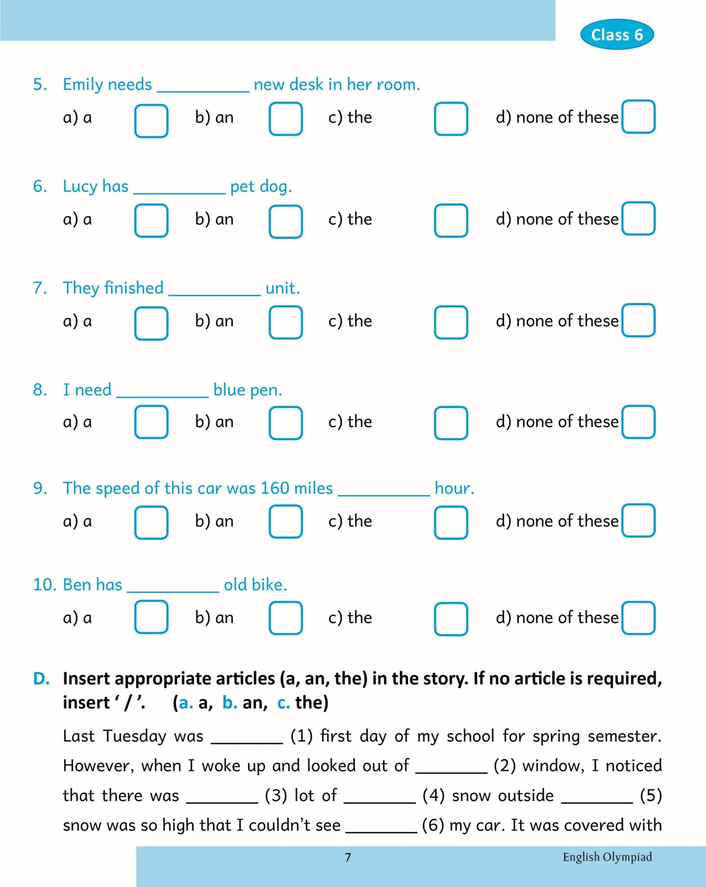 Scholars Insights English Olympiad Grade 6