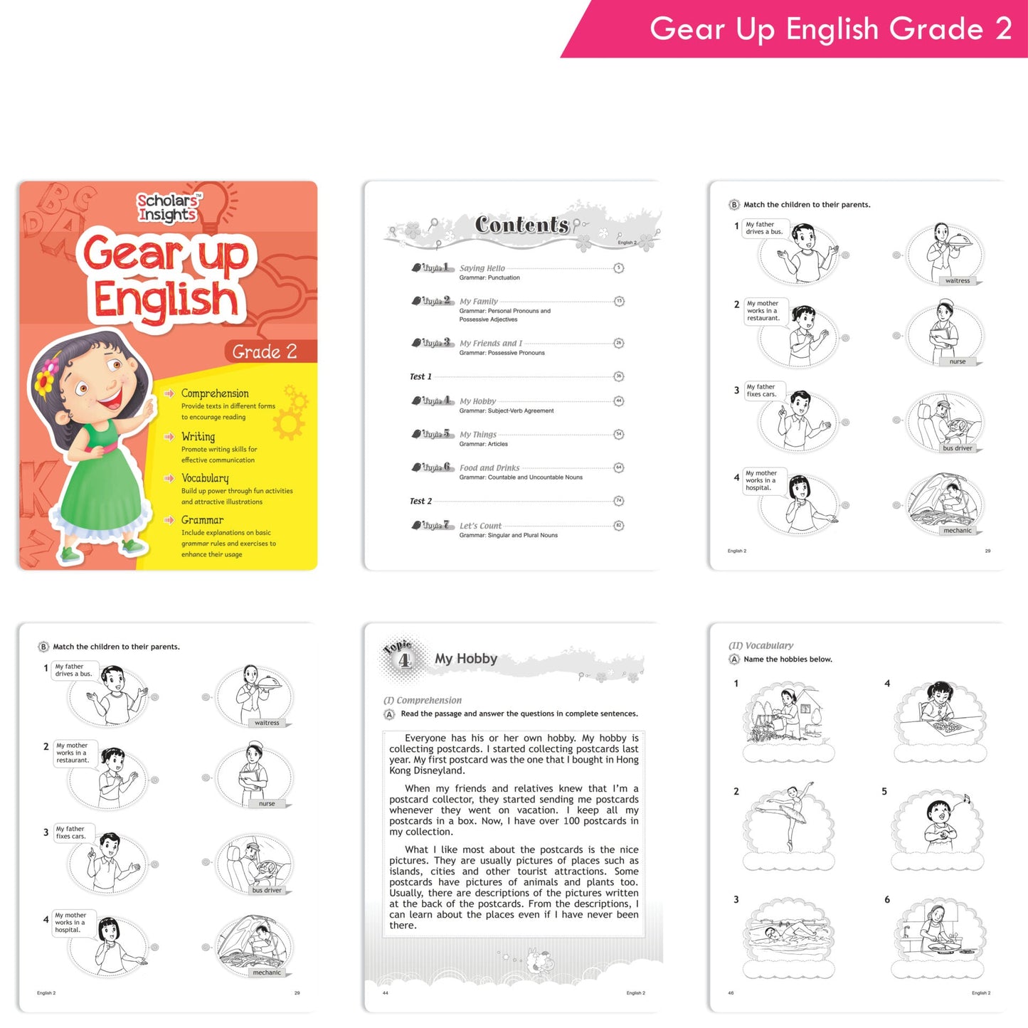 Scholars Insights Gear Up English & Maths Grade 2 Books Set of 2|Grammar Skills, Logical Reasoning, Problem Solving Book for Kids| Ages 7-8 Years