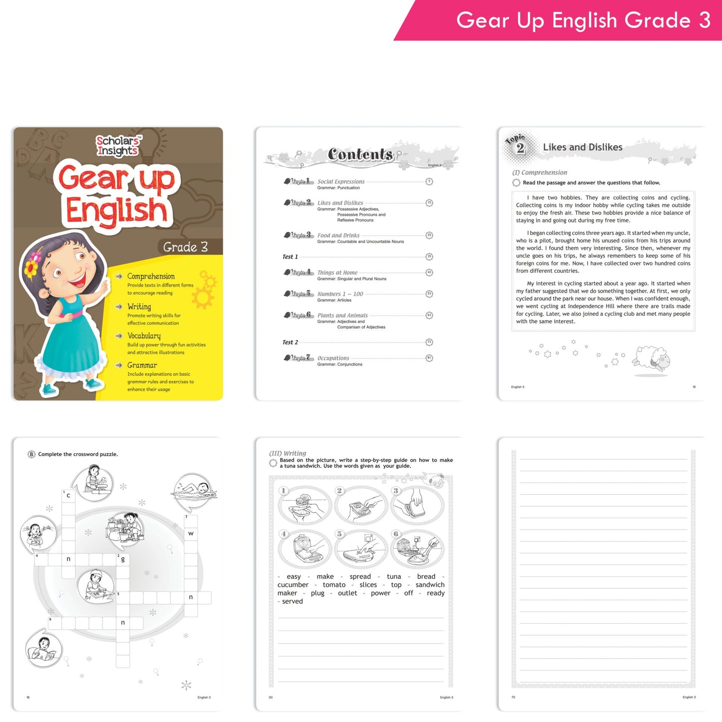 Scholars Insights Gear Up English & Maths Grade 3 Books Set of 2| Grammar Skills, Logical Reasoning, Problem Solving Book for Kids| Ages 8-9 Years