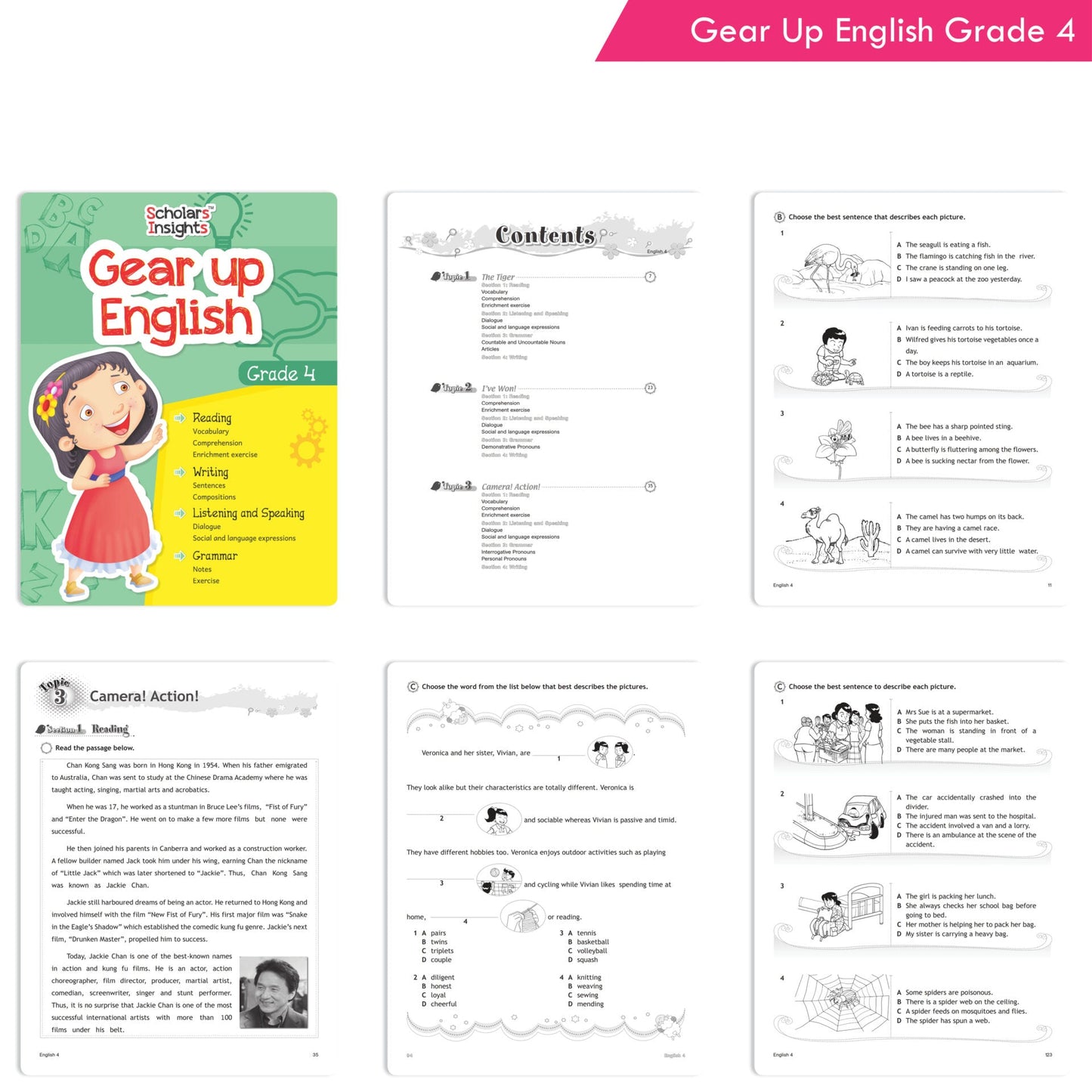 Scholars Insights Gear Up English & Maths Grade 4 Books Set Of 2 English Grammar Skills, Maths Logical Reasoning, Problem Solving Book Ages 9-10 Years