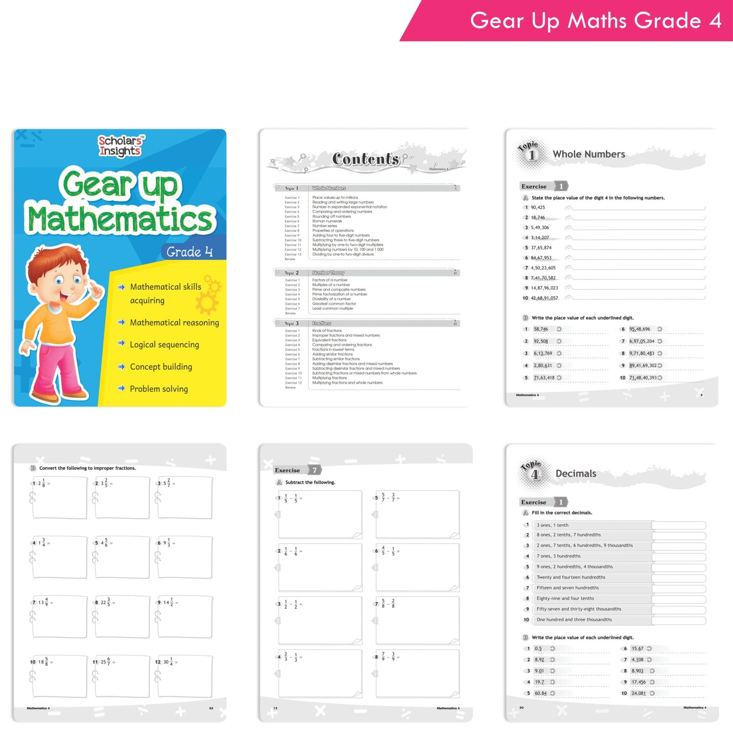 Scholars Insights Gear Up English & Maths Grade 4 Books Set Of 2 English Grammar Skills, Maths Logical Reasoning, Problem Solving Book Ages 9-10 Years