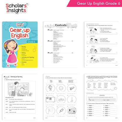 Scholars Insights Gear Up English & Maths Grade 6 Books Set Of 2 Grammar Skills, Maths Logical Reasoning, Problem Solving Book| Ages 11-12 Years