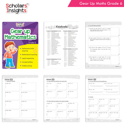 Scholars Insights Gear Up English & Maths Grade 6 Books Set Of 2 Grammar Skills, Maths Logical Reasoning, Problem Solving Book| Ages 11-12 Years