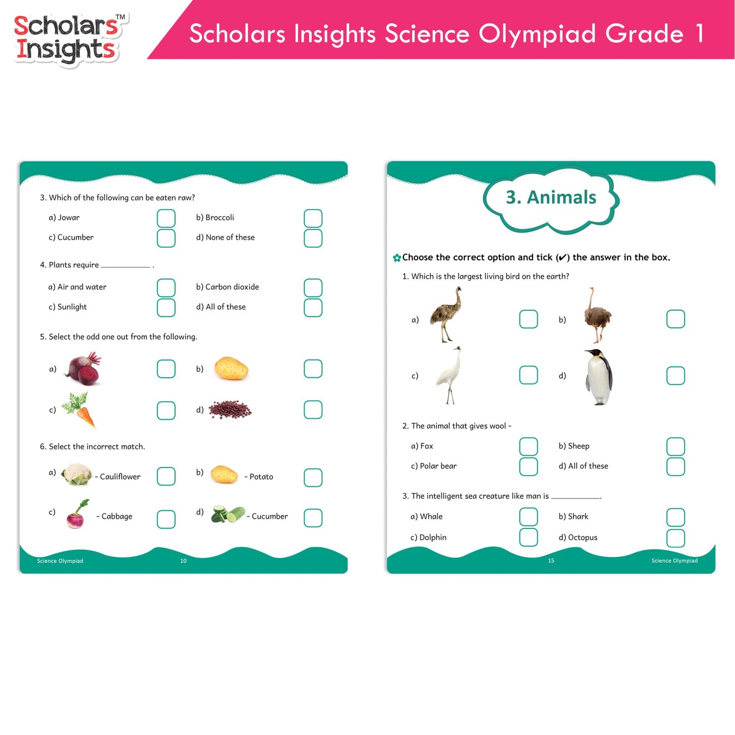 Scholars Insights Olympiad English, Maths and Science Workbooks Set Grade 1| Set of 3| Ages 6 - 8 Year