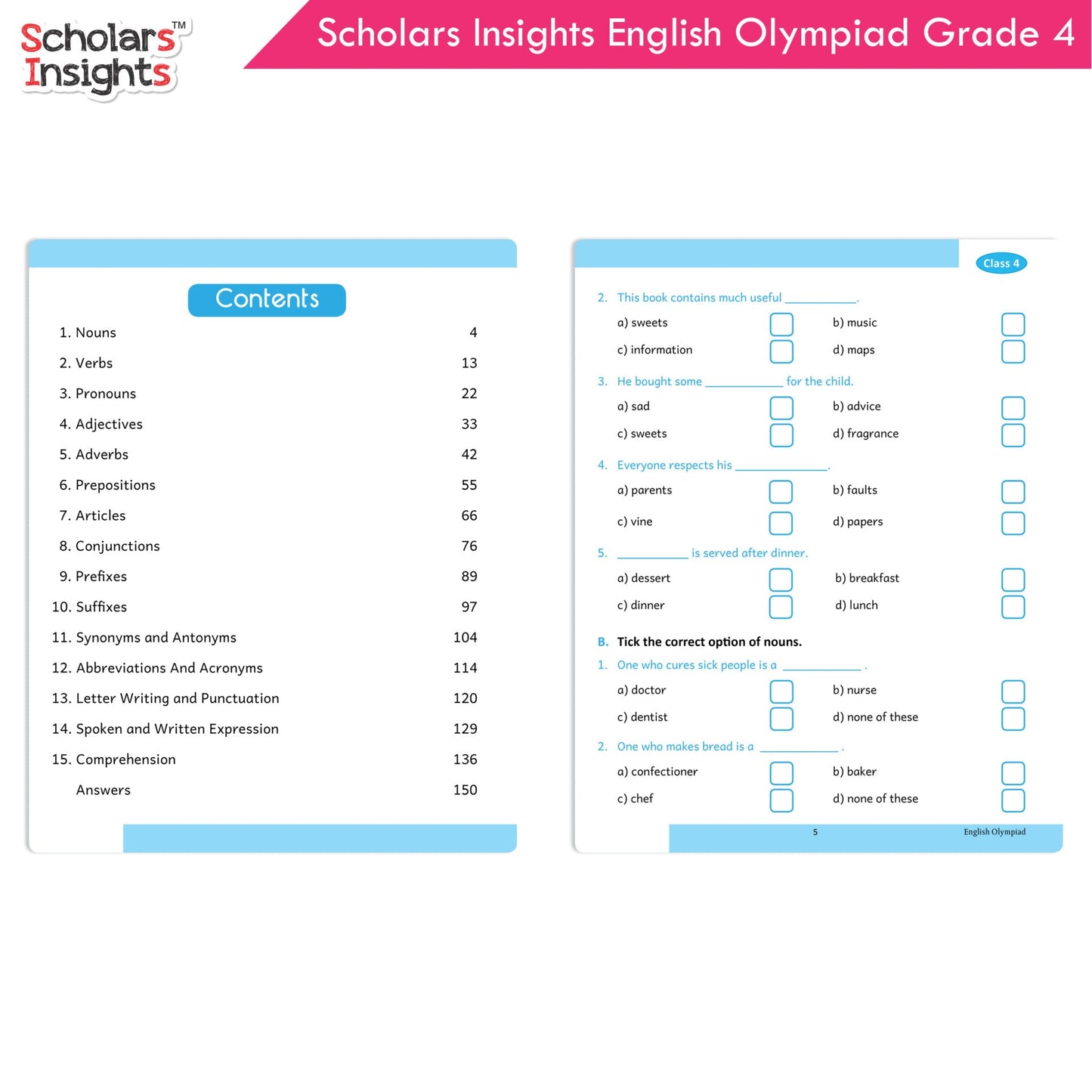 Scholars Insights Olympiad English, Maths and Science Workbooks Grade 4| Set of 3| Ages 9 - 11 Year