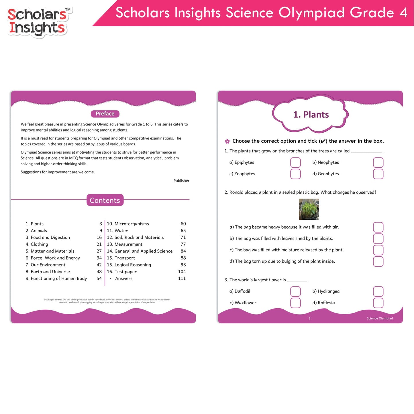 Scholars Insights Olympiad English, Maths and Science Workbooks Grade 4| Set of 3| Ages 9 - 11 Year