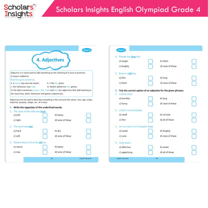 Scholars Insights Olympiad English, Maths and Science Workbooks Grade 4| Set of 3| Ages 9 - 11 Year