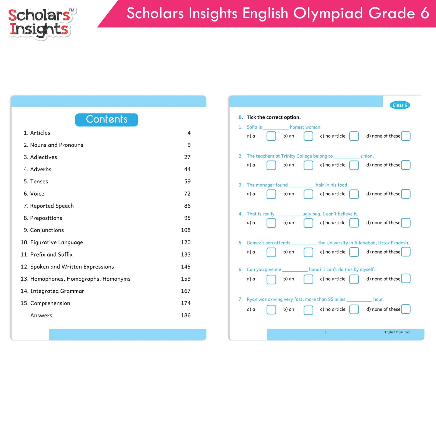 Scholars Insights Olympiad English and Science Workbooks Grade 6| Set of 2| Ages 11 - 13 Year