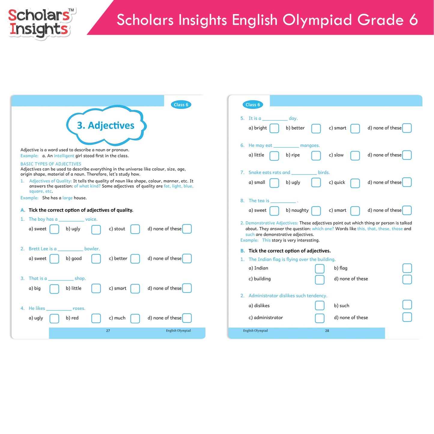 Scholars Insights Olympiad English and Science Workbooks Grade 6| Set of 2| Ages 11 - 13 Year