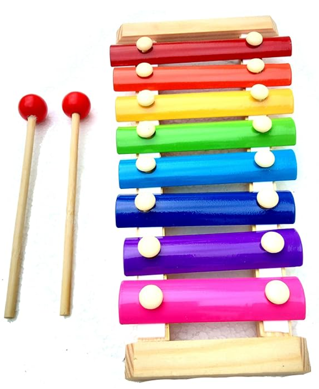 Wooden Xylophone Musical Toy with 8 Note, Multicolour, 3+, 1 Xylophone, 2 Sticks