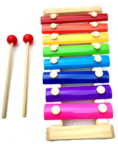 Wooden Xylophone Musical Toy with 8 Note, Multicolour, 3+, 1 Xylophone, 2 Sticks