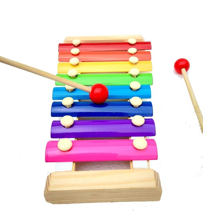 Wooden Xylophone Musical Toy with 8 Note, Multicolour, 3+, 1 Xylophone, 2 Sticks