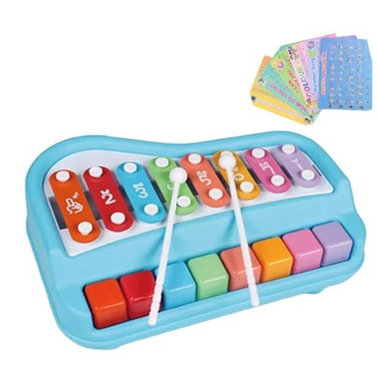 2 in 1 Musical Xylophone and Mini Piano for Kids - Educational Musical Instruments Toy Set for Babies, Non-Battery- Assorted Color (Big)