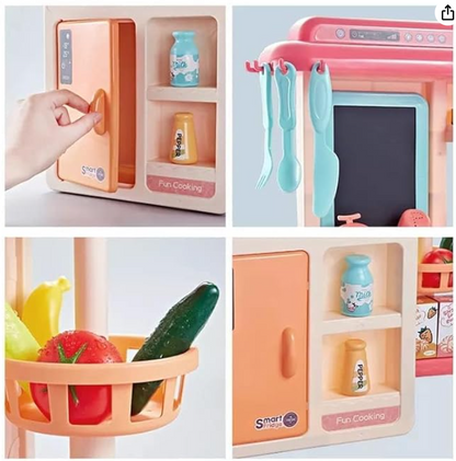 Plastic 3 in 1 Portable Pretend Food Party Role Cooking Kitchen Play Set Toy for Boys and Girls