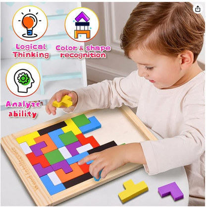 Wooden Russian Blocks Puzzles for Kids Adults, Wood Intelligence Puzzle for Kids Ages 3-8,Wooden Kids Puzzles Brain Teasers Toy Educational Gift for Kids