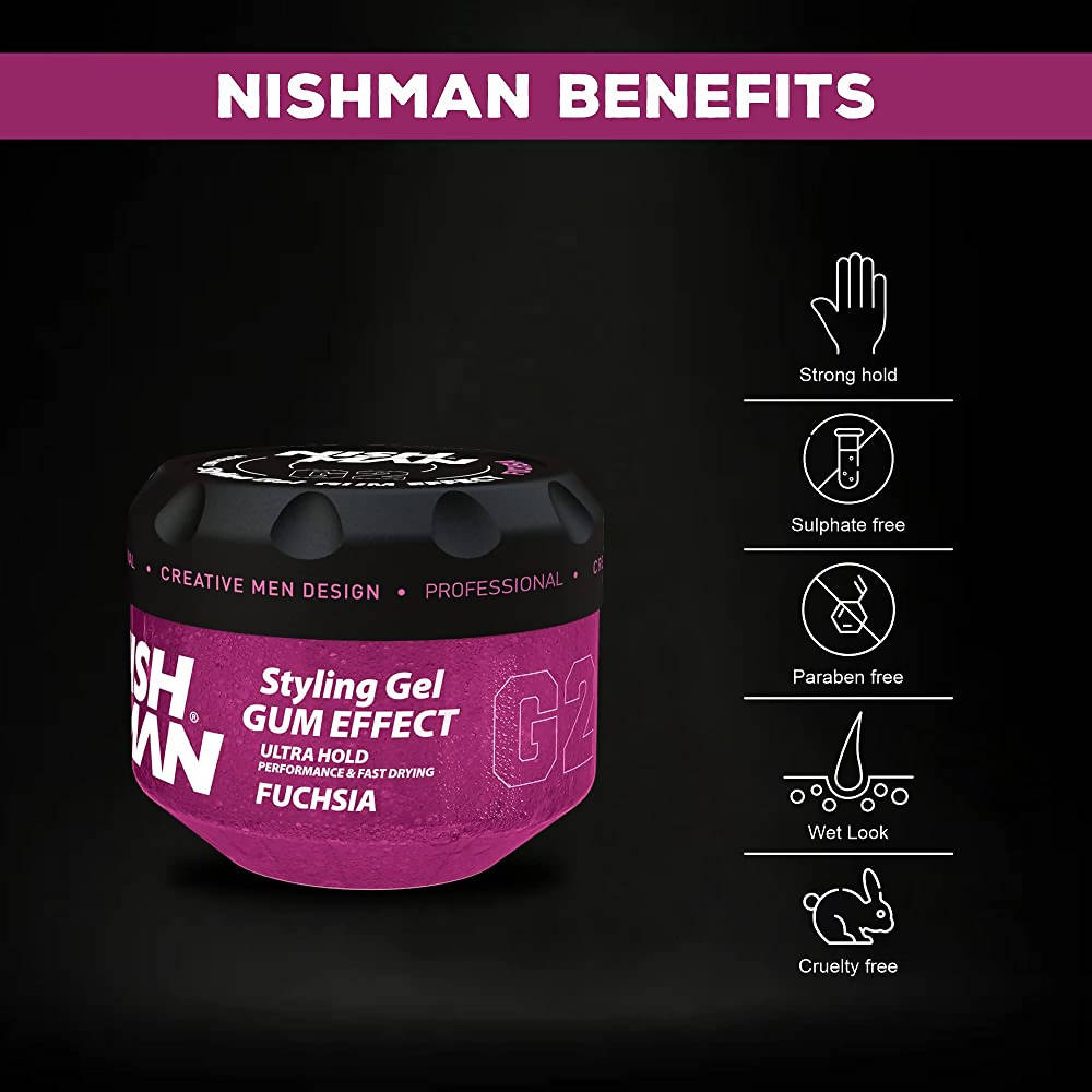 Nishman Hair Styling Gummy Gel Fuchsia - Wet Look