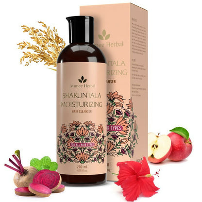 Avimee Herbal Shakuntala Moisturizing Hair Cleanser For Silky, Shiny & Strong Hair With Aloe Vera, Apple Cider Vinegar, Rice Protein & Keratin Protein