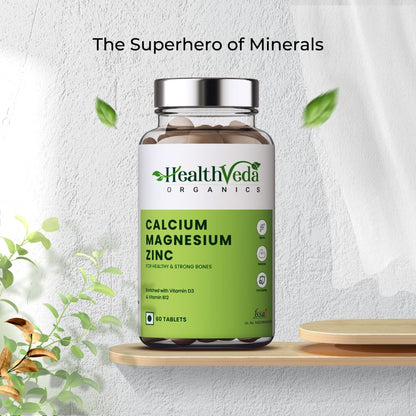 Health Veda Organics Calcium Magnesium & Zinc Vitamin D3 & B12 Tablets