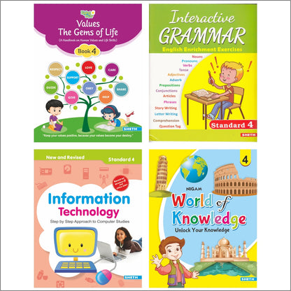 Self Enhancement Student Workbooks Grade 4| Set of 4|Computer-Grammar-World of Knowledge-Value Education| Ages 9-10 Year -  buy in usa 