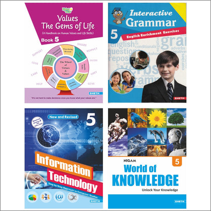 Self Enhancement Student Workbooks Grade 5| Set of 4|Computer-Grammar-World of Knowledge-Value Education|Ages 10-11 Year -  buy in usa 