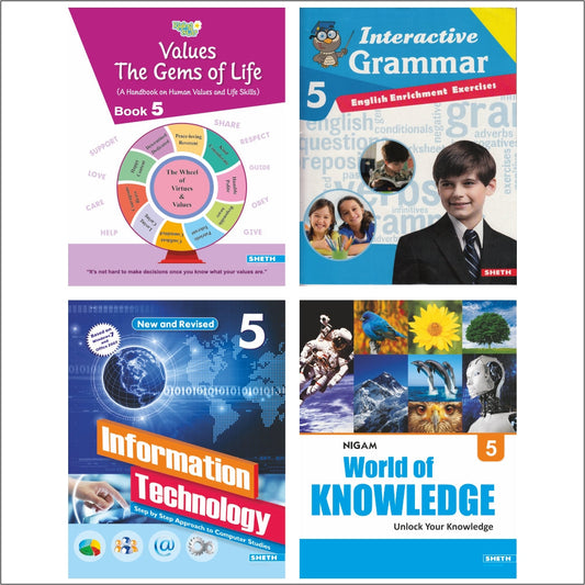 Self Enhancement Student Workbooks Grade 5| Set of 4|Computer-Grammar-World of Knowledge-Value Education|Ages 10-11 Year -  buy in usa 