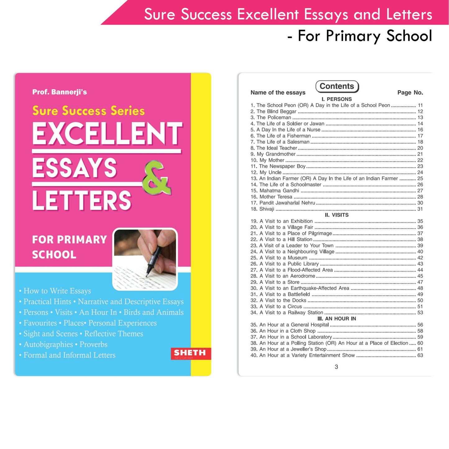 Prof. Bannerji's Sure Success Excellent Essays And Letters for Primary School | Age 7-15 years