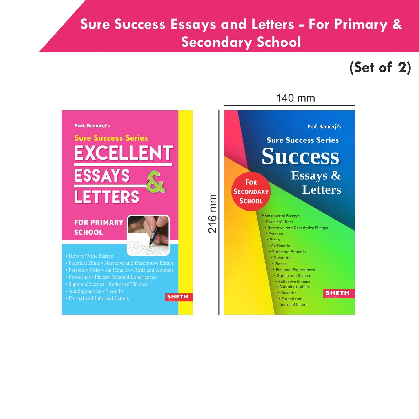 Sure Success Primary & Secondary School Essays and Letters Books Set of 2| Formal & Informal Letters, Descriptive Essays