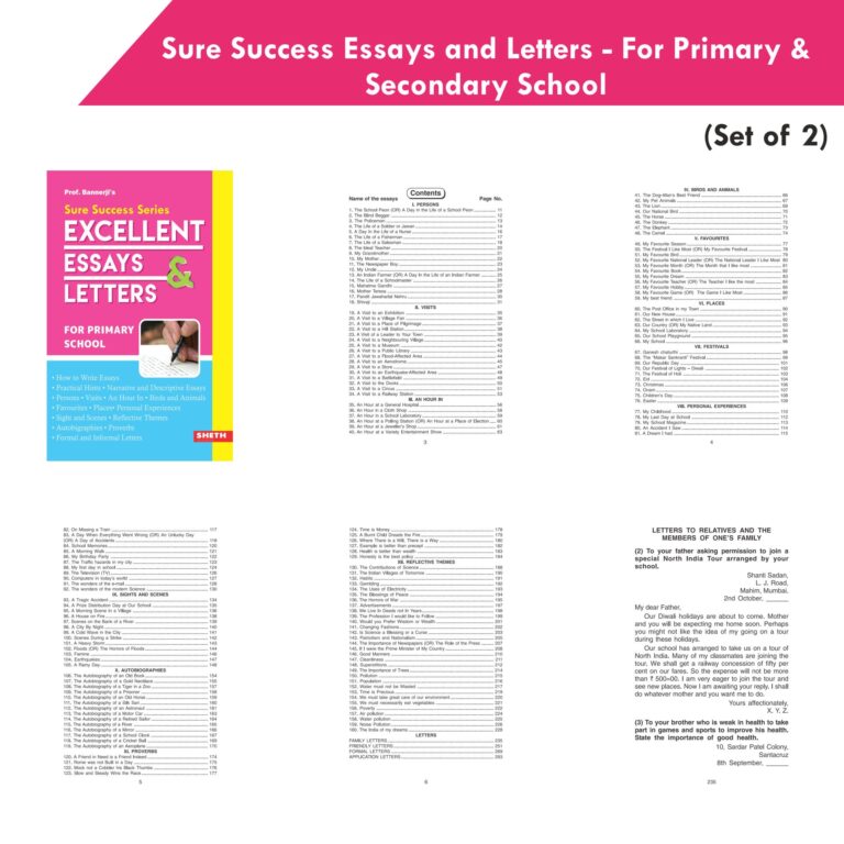 Sure Success Primary & Secondary School Essays and Letters Books Set of 2| Formal & Informal Letters, Descriptive Essays