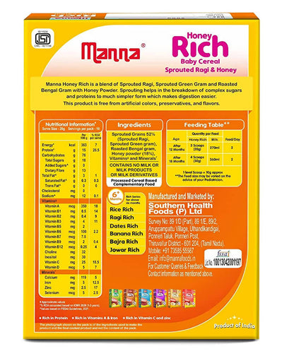 Manna Honey Rich Baby Cereal For 12+ Months