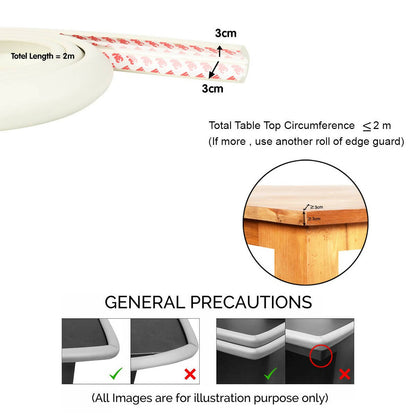 Safe-O-Kid Unique High Density L-Shaped 2 Mtr Long Large 2 Edge Guard Strips- White