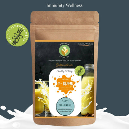 Satvi Wellness T Drink Mix Plus - Immunity Wellness | Golden Milk Mix | Turmeric Milk Mix