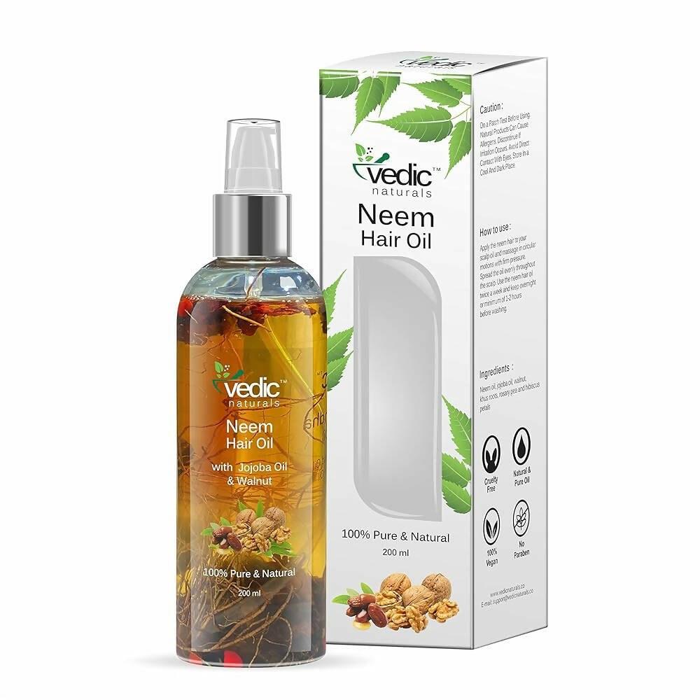Vedic Naturals Neem Hair Oil With Jojoba Oil & Walnut Oil - Distacart