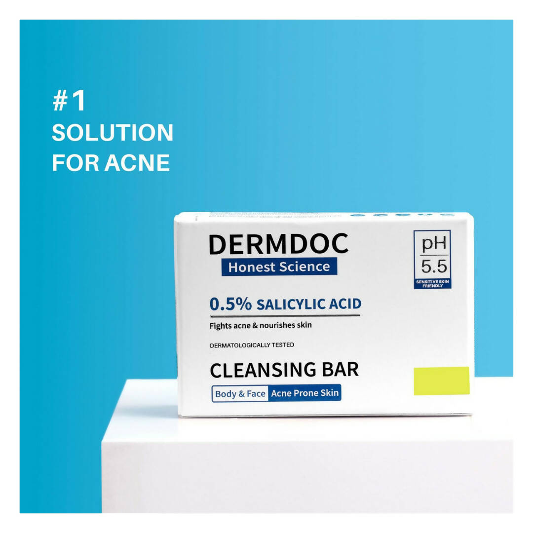 Dermdoc 0.5% Salicylic Acid Cleansing Bar, Deeply Cleanses & Nourishes Skin, All skin Types