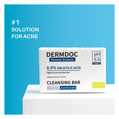 Dermdoc 0.5% Salicylic Acid Cleansing Bar, Deeply Cleanses & Nourishes Skin, All skin Types