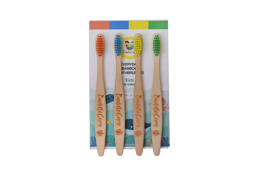 Cuddle Care Bamboo Toothbrushes for Kids (Pack of 4) -  USA, Australia, Canada 
