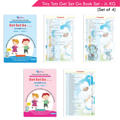 Tiny Tots Get Set Go Preschool Learning Junior KG Books Set of 4| Term wise Education Books| Ages 4-5 Years