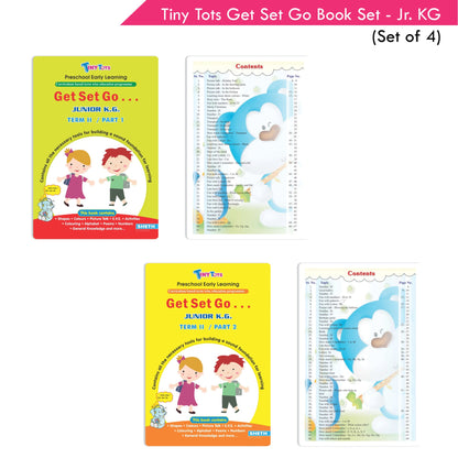 Tiny Tots Get Set Go Preschool Learning Junior KG Books Set of 4| Term wise Education Books| Ages 4-5 Years