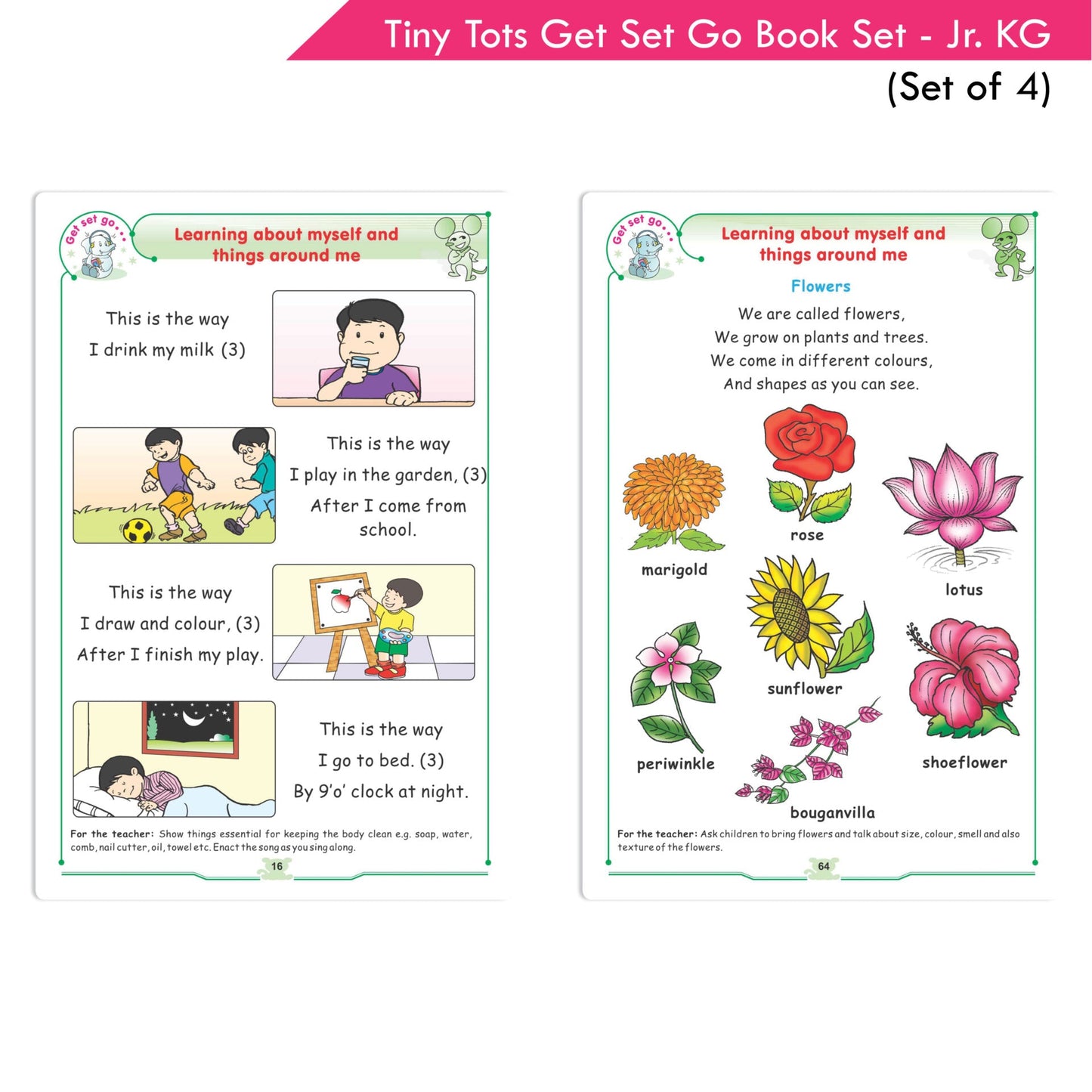 Tiny Tots Get Set Go Preschool Learning Junior KG Books Set of 4| Term wise Education Books| Ages 4-5 Years