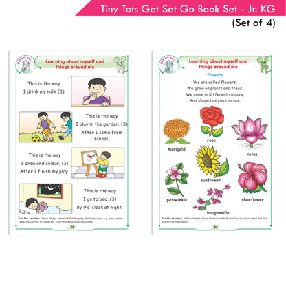 Tiny Tots Get Set Go Preschool Learning Junior KG Books Set of 4| Term wise Education Books| Ages 4-5 Years