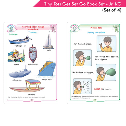 Tiny Tots Get Set Go Preschool Learning Junior KG Books Set of 4| Term wise Education Books| Ages 4-5 Years