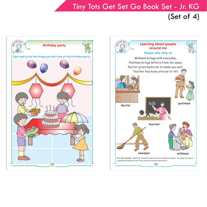 Tiny Tots Get Set Go Preschool Learning Junior KG Books Set of 4| Term wise Education Books| Ages 4-5 Years